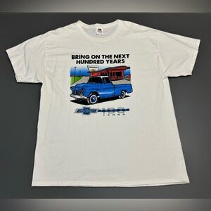 Chevrolet 100 year anniversary T- shirt men’s size Large 100% cotton Chevy truck